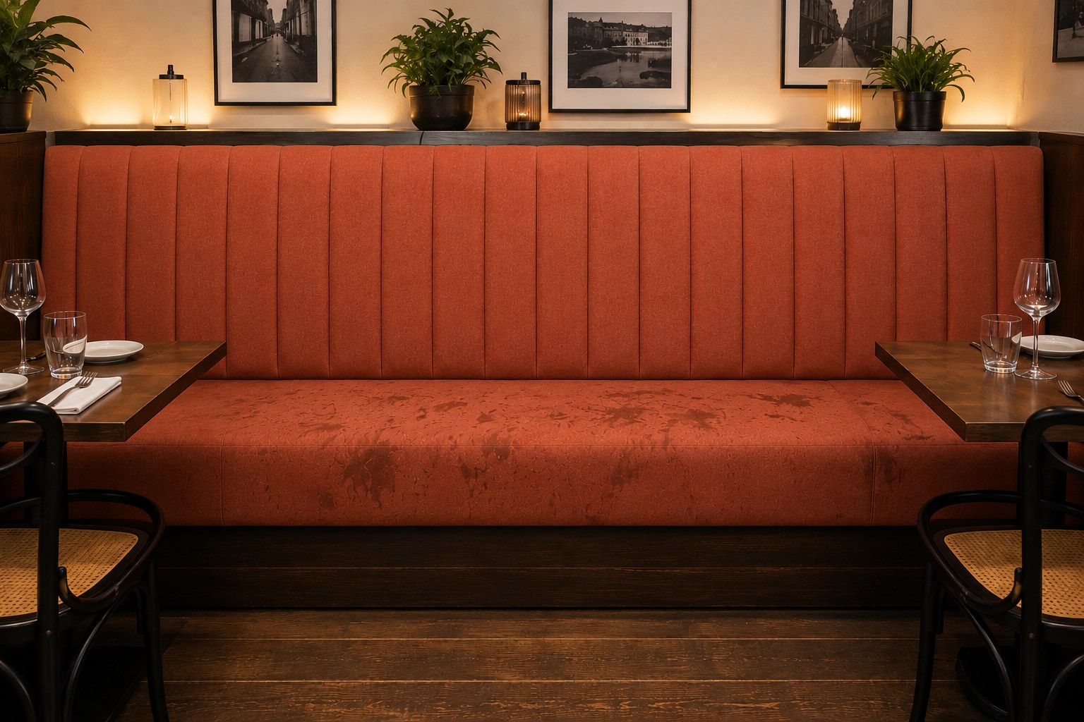 Banquette de restaurant avant nettoyage Hygiène Tissus