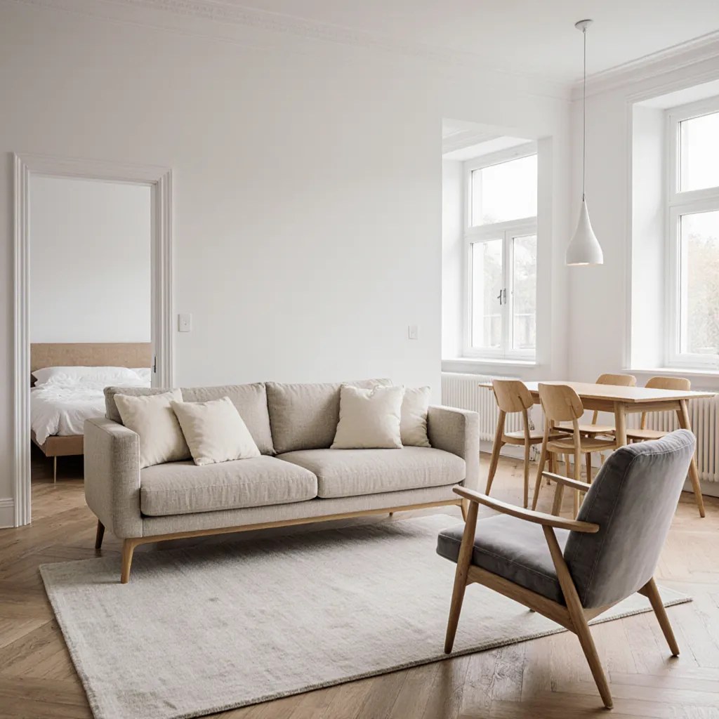 Salon avec canapé, fauteuil, chaises et matelas, tissus d'ameublement traités par Hygiène Tissus